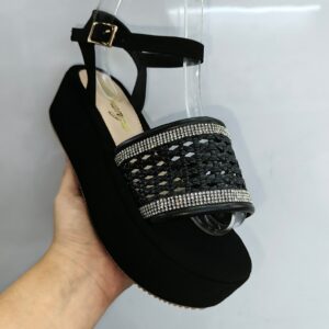 Duranza Lattice Cutout Sandals — Black