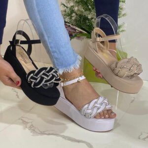 Duranza Braided Horizon Braided Platform Shoes — White