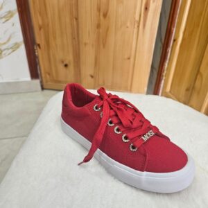 Most Wanted Red Letter Canvas Shoes — Red
