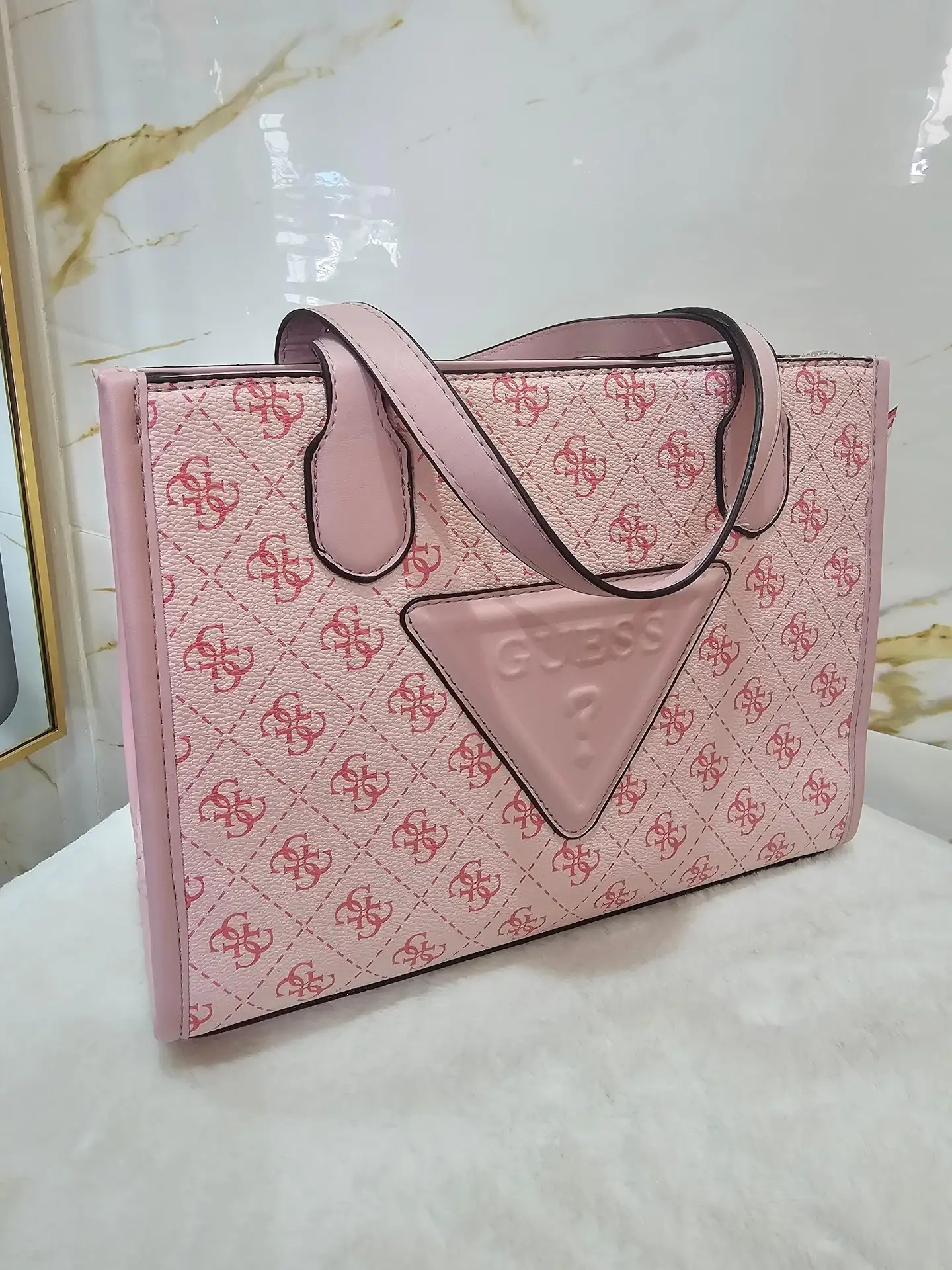GUESS Signature Rose Monogram Bag — Pink