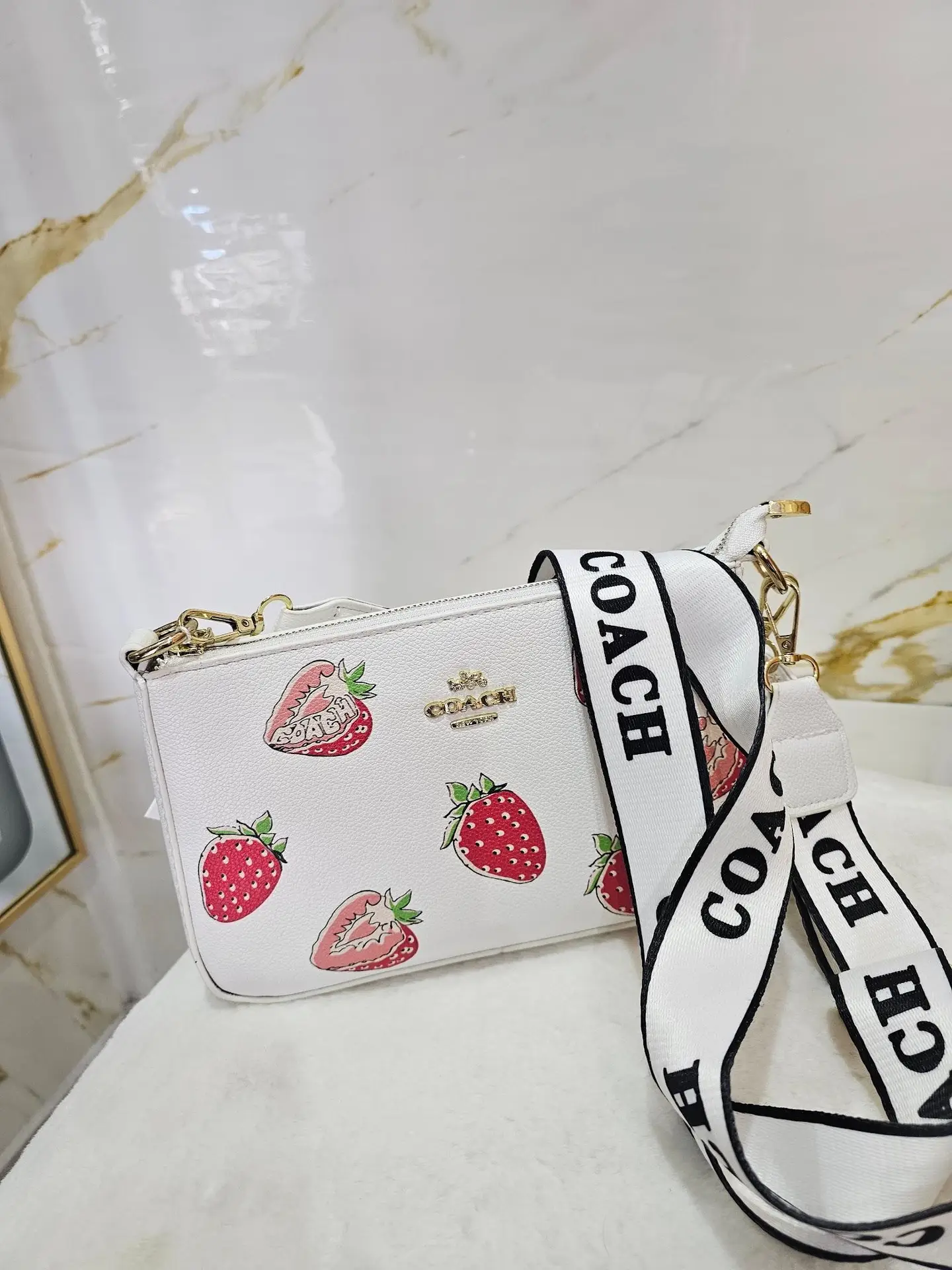 COACH New York Strawberry Story Accessory — White