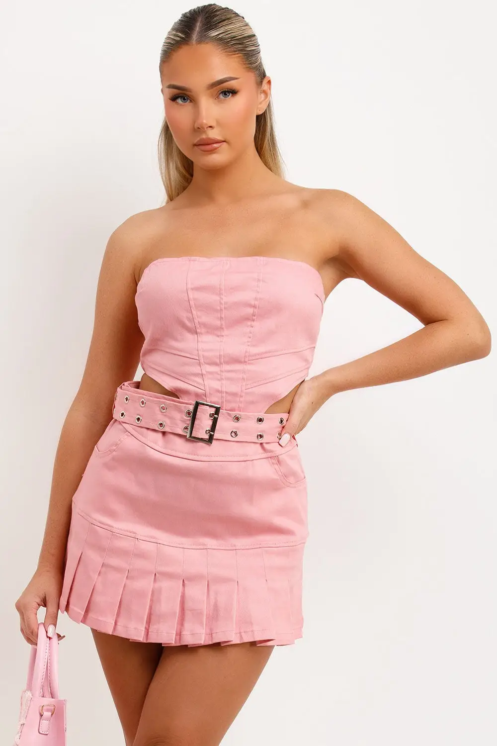 Pleat Play Pleated Skirt Set — Dusty Pink