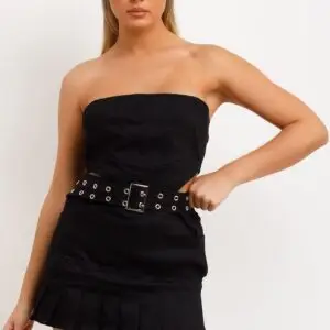Pleat Play Pleated Skirt Set — Black