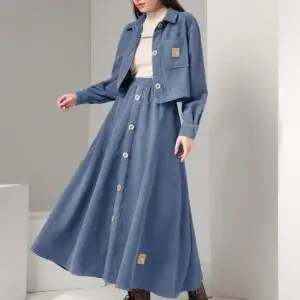 SHEIN Utility Muse Cargo Shirt & Skirt Set — Denim Blue